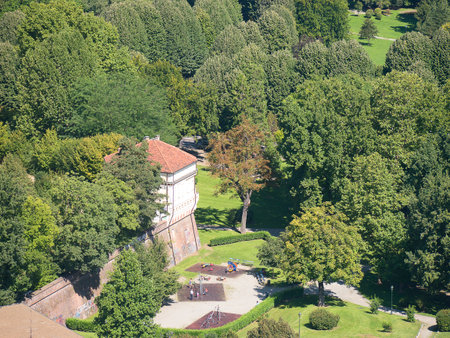 View of the city from the top of the Mole of Turin Italyのeditorial素材