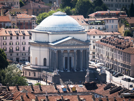 View of the city from the top of the Mole of Turin Italyのeditorial素材
