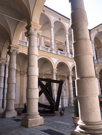 Colonnaded Courtyard in Turin Italyのeditorial素材