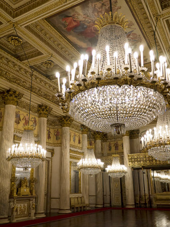 Chandelier in the Royal Palace in Turin Italyのeditorial素材