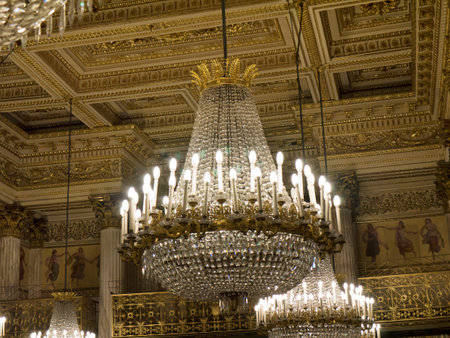 Chandelier in the Royal Palace in Turin Italyのeditorial素材