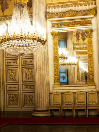 Chandelier in the Royal Palace in Turin Italyのeditorial素材