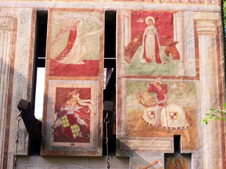 Borgo Medievale was a castle where elements of buildings from all over Italy were put together to create a replica Castle in Turin Italyのeditorial素材