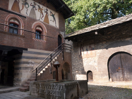Borgo Medievale was a castle where elements of buildings from all over Italy were put together to create a replica Castle in Turin Italyのeditorial素材
