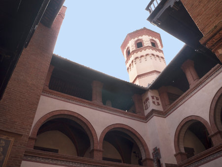 Borgo Medievale was a castle where elements of buildings from all over Italy were put together to create a replica Castle in Turin Italyのeditorial素材