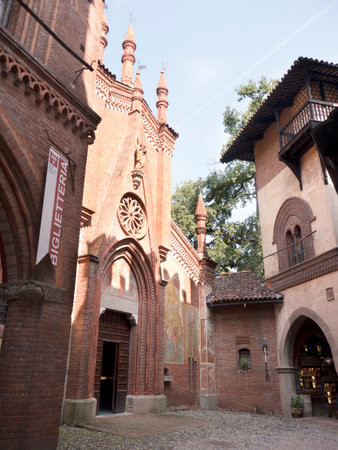 Borgo Medievale was a castle where elements of buildings from all over Italy were put together to create a replica Castle in Turin Italyのeditorial素材