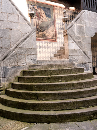 Borgo Medievale was a castle where elements of buildings from all over Italy were put together to create a replica Castle in Turin Italyのeditorial素材