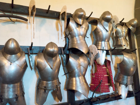 Mens dormitory in the Borgo Medievale , a castle where elements of buildings from all over Italy were put together to create a replica Castle in Turin Italyのeditorial素材