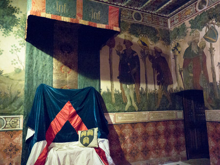 Borgo Medievale is a castle where elements of buildings from all over Italy were put together to create a replica Castle in Turin Italyのeditorial素材