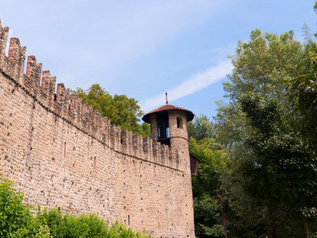 Borgo Medievale is a castle where elements of buildings from all over Italy were put together to create a replica Castle in Turin Italyのeditorial素材
