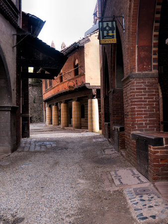 Borgo Medievale is a castle where elements of buildings from all over Italy were put together to create a replica Castle in Turin Italyのeditorial素材