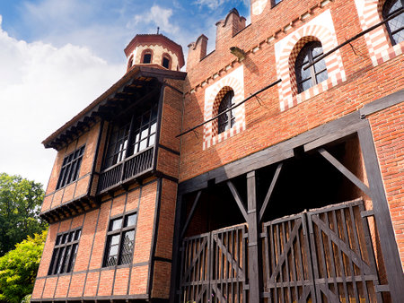Borgo Medievale is a castle where elements of buildings from all over Italy were put together to create a replica Castle in Turin Italyのeditorial素材