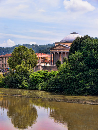Dome of the Gran Madre di Dio church in Turin Italyのeditorial素材