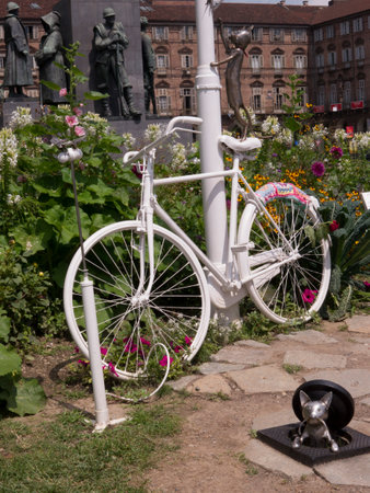 Sculpture in Turin Castello Square Italyのeditorial素材
