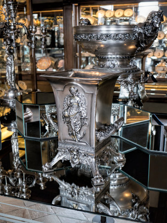 Silver Exhibits in a Museum in Turin Italyのeditorial素材