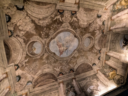Ceiling in the Palazzo Madama in Turin Italyのeditorial素材