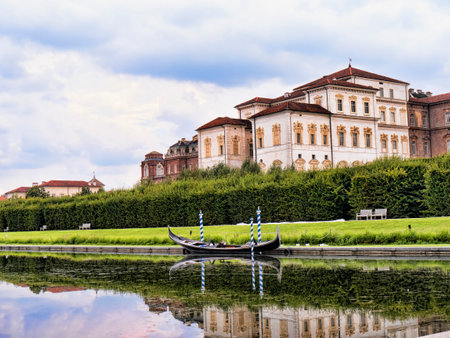 The gardens at the Venaria Reale or the Reggia a royal hunting lodge on the outskirts  of Turin Italyのeditorial素材