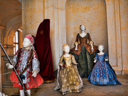 Costumes at The Venaria Reale or the Reggia a royal hunting lodge on the outskirts  of Turin Italyのeditorial素材