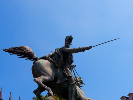 Statue of King Umberto riding into battle in Turin Italyのeditorial素材