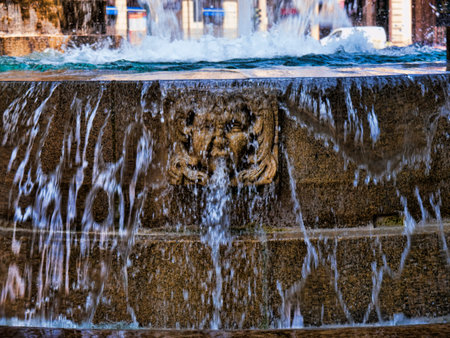 Detail of Fountain in Park in Turin Italyのeditorial素材