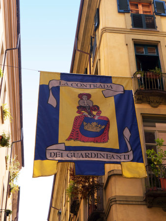 The old city of narrow streets in Turin Italyのeditorial素材