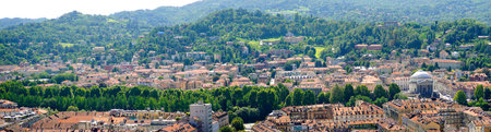Panorama from the top of the Mole of the city of Turin in Italy
