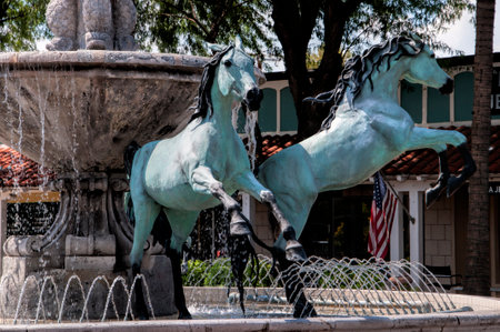 Four Horses Fountain in Scottsdale near Phoenix Arizona USAのeditorial素材