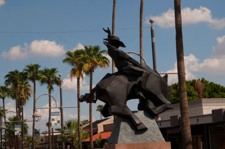 Statue of Rodeo Rider in the Old Town of Scottsdale Arizona USAのeditorial素材