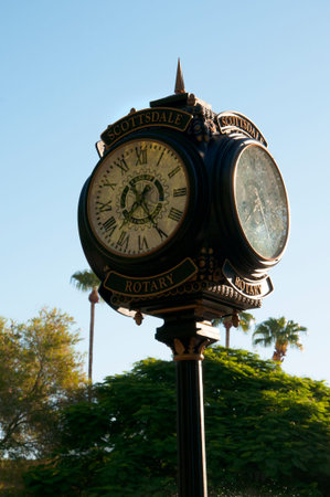 Rotary Club Clock in Park in Centre of Scottsdale Arizona USA