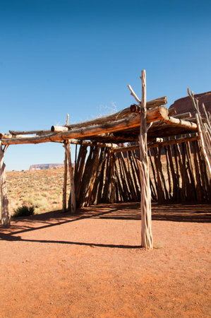 Ramada or Summer Dwelling in Monument Valley on Navajo Tribal Land Arizona USAの写真素材