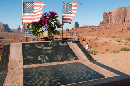 memorial to Native American Soldier at John Fords Point in Monument Valley USAのeditorial素材