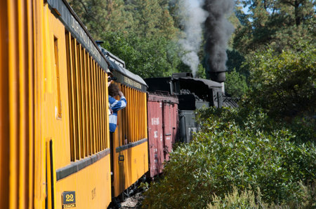 Travelling on the Durango to Silverton Narrow Gauge Railway Colorado USA