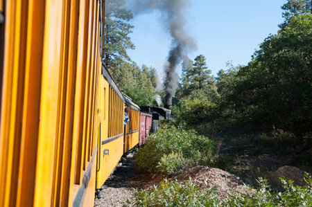 Travelling on the Durango to Silverton Narrow Gauge Railway Colorado USA