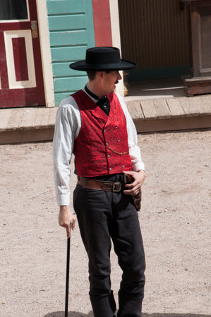 Actors in Tombstone in Arizona where the Gunfight at the OK Corral was fought in the USA. It is called the Town too tough to die.のeditorial素材