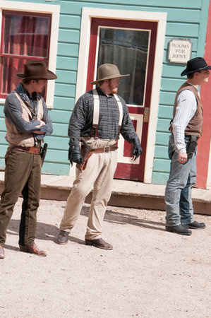 Actors in Tombstone in Arizona where the Gunfight at the OK Corral was fought in the USA. It is called the Town too tough to die.のeditorial素材
