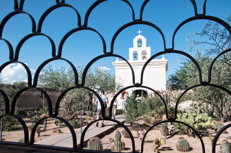 Chapel of the church of Mission San Xavier del Bac is a historic Spanish Catholic mission located about 10 miles south of Tucson, Arizonacのeditorial素材