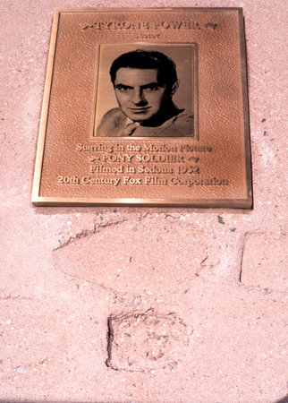 Movie memorabilia celebrating movies made in the town  in the main street through Sedona Arizona USAのeditorial素材