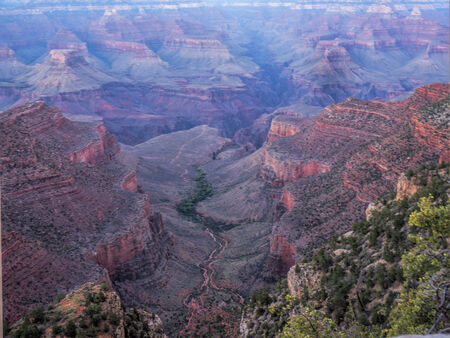 Sunset over the South Rim of the Grand Canyon in Arizonaの写真素材