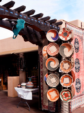 The Creative City of Santa Fe In New Mexico with its multitude of Galleries and Sculptureのeditorial素材