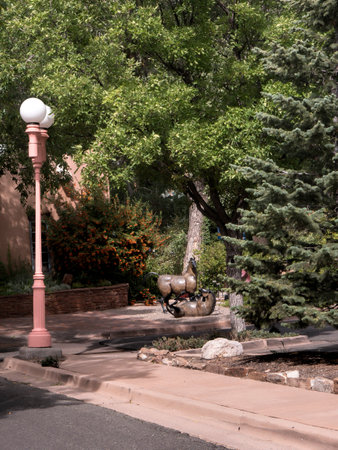 The Creative City of Santa Fe In New Mexico with its multitude of Galleries and Sculptureのeditorial素材