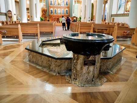 The Font of the Cathedral Of St Francis of Assisi In Santa Fe New Mexico USAのeditorial素材