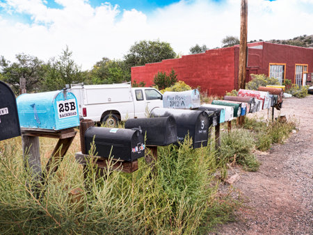 Postboxes in Madrid New Mexico USAのeditorial素材