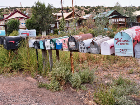 Postboxes in Madrid New Mexico USAのeditorial素材