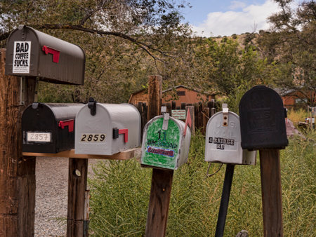Postboxes in Madrid New Mexico USAのeditorial素材