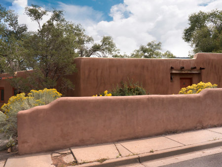 Typical adobe architecture in Santa Fe New Mexico USAのeditorial素材