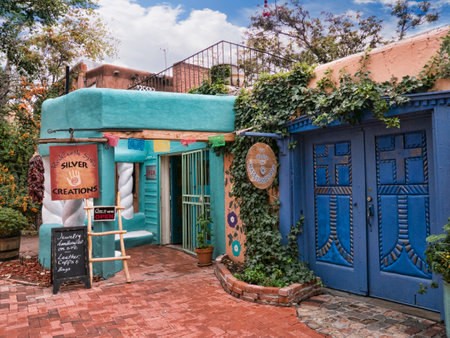 Old Town of Albuquerque with its many galleries in New Mexico USAのeditorial素材