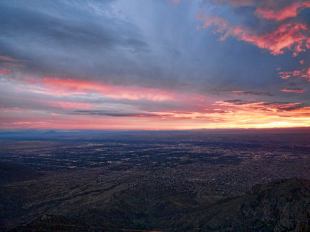 unset from the top of Sandia Peak in Albuquerque New Mexico USAのeditorial素材