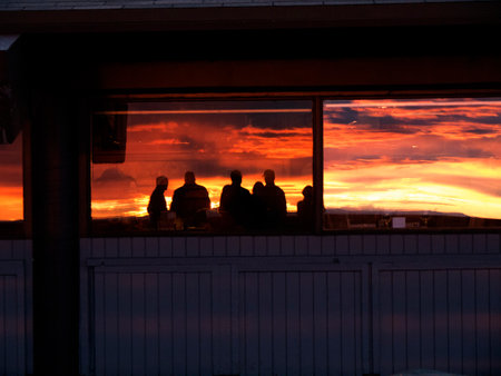 Reflections of the Sunset at the top of Sandia Peak Albuquerque New Mexicoのeditorial素材