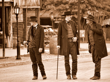 Tombstone in Arizona where the Gunfight at the OK Corral was fought in the USA. It is called the Town too tough to die. Re-enactors play their partsのeditorial素材