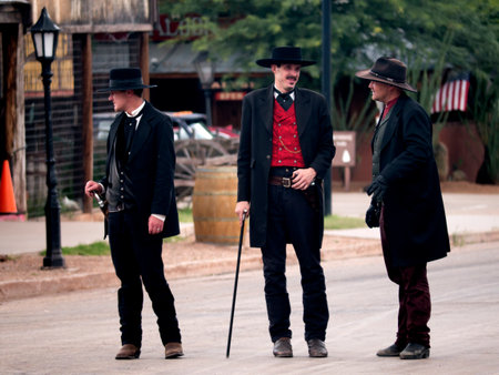 Tombstone in Arizona where the Gunfight at the OK Corral was fought in the USA. It is called the Town too tough to die. Re-enactors play their partsのeditorial素材